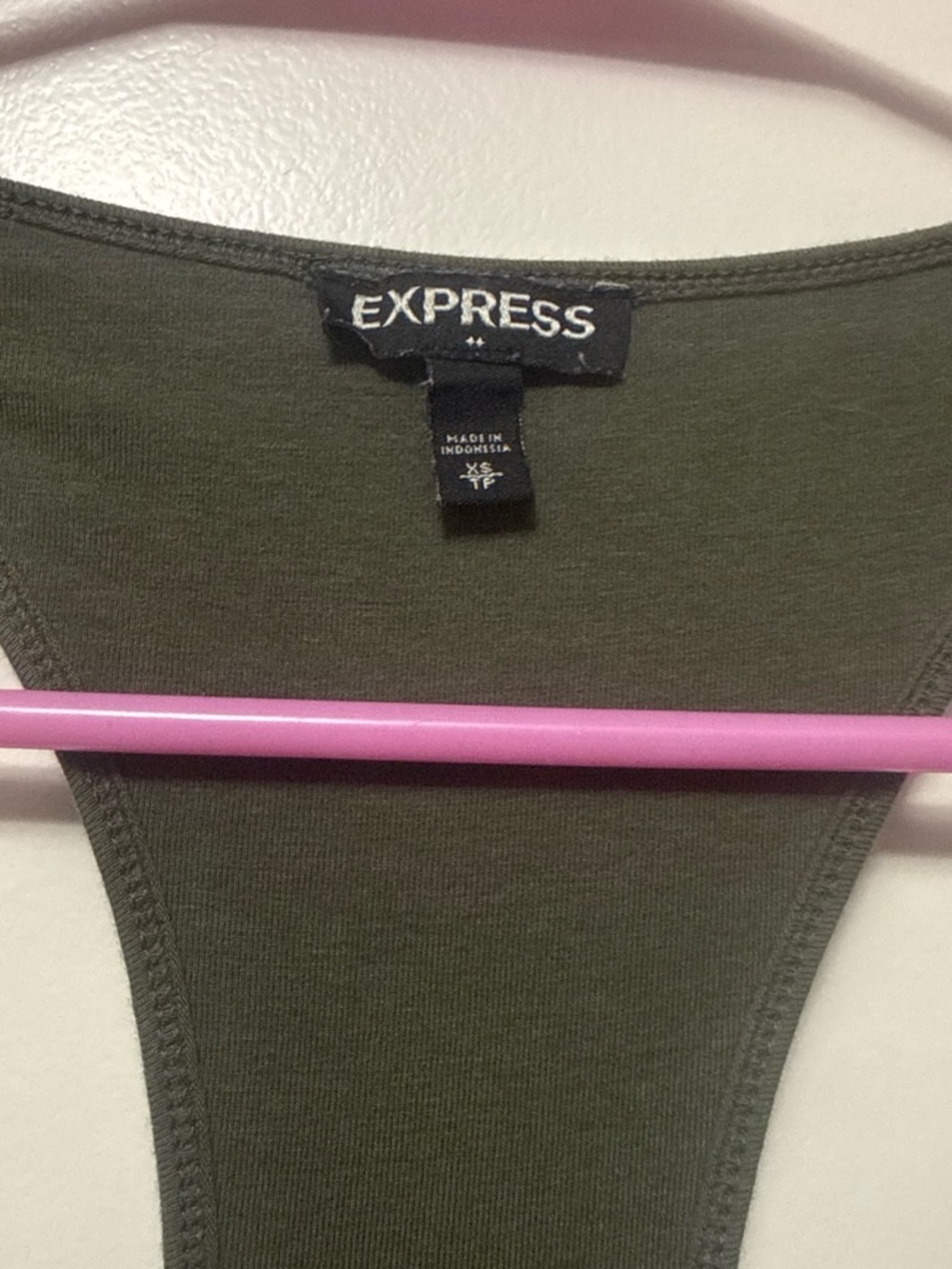 Express Olive Green Racerback Ruched Tank Dress - Picture 2 of 4